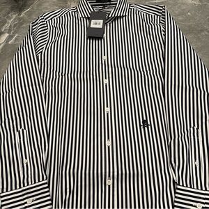G/Fore Dress Shirt Mens L Black White Striped Performance Button Up Black Skull